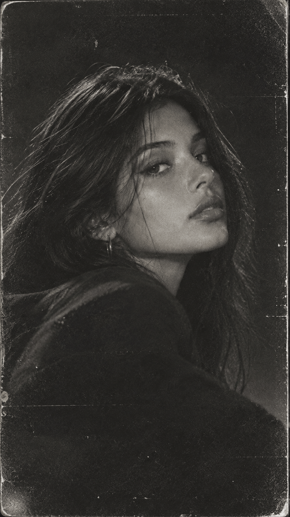 Black-and-white vintage portrait of a woman